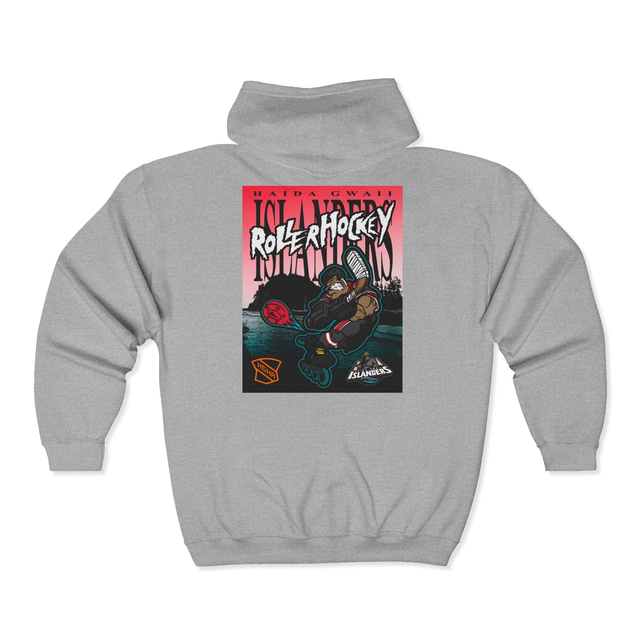 Basic Zip Hoodie - Haida Gwaii Islanders Rollerhockey Cartoon Graphic