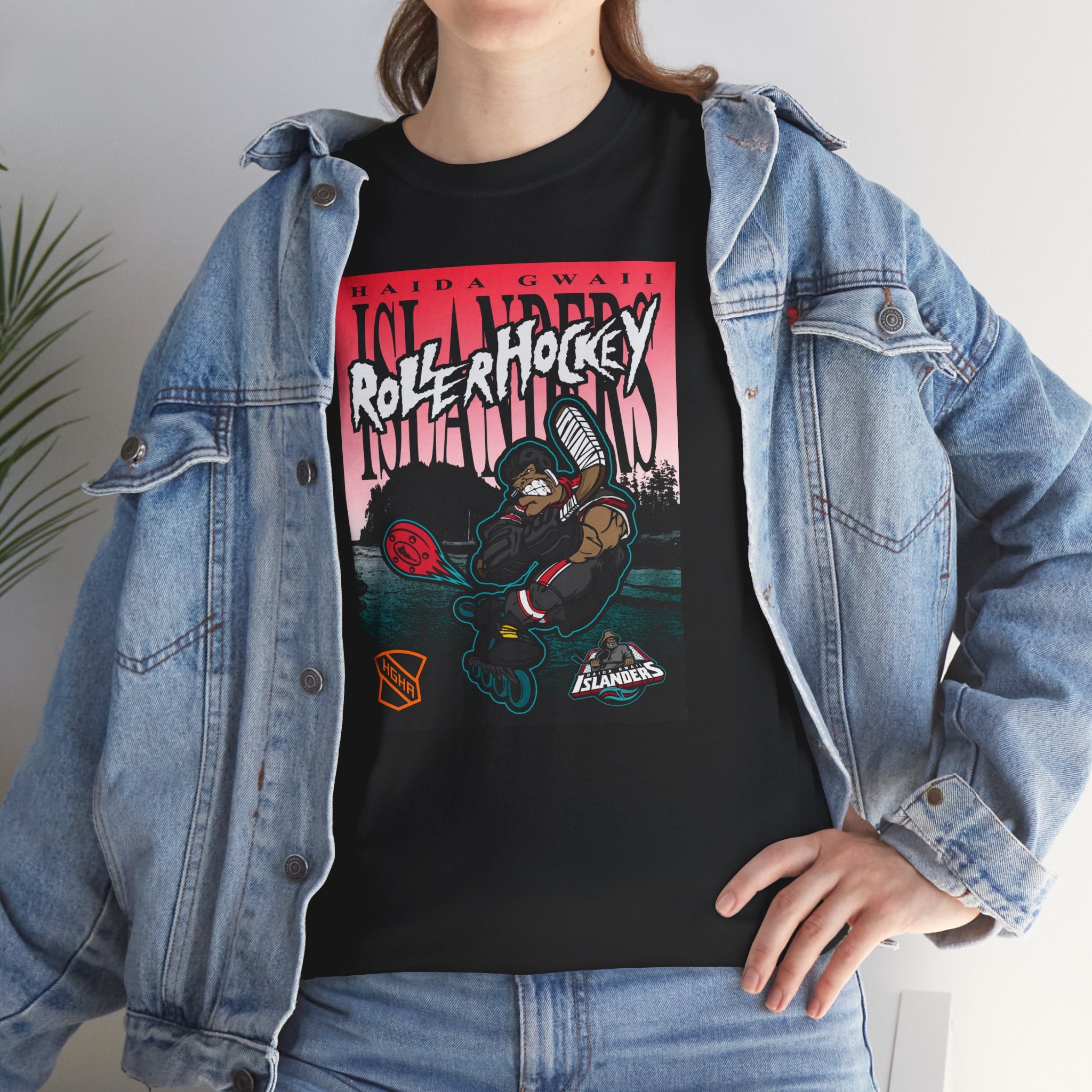 Basic Tee - Haida Gwaii Islanders Rollerhockey Cartoon Graphic