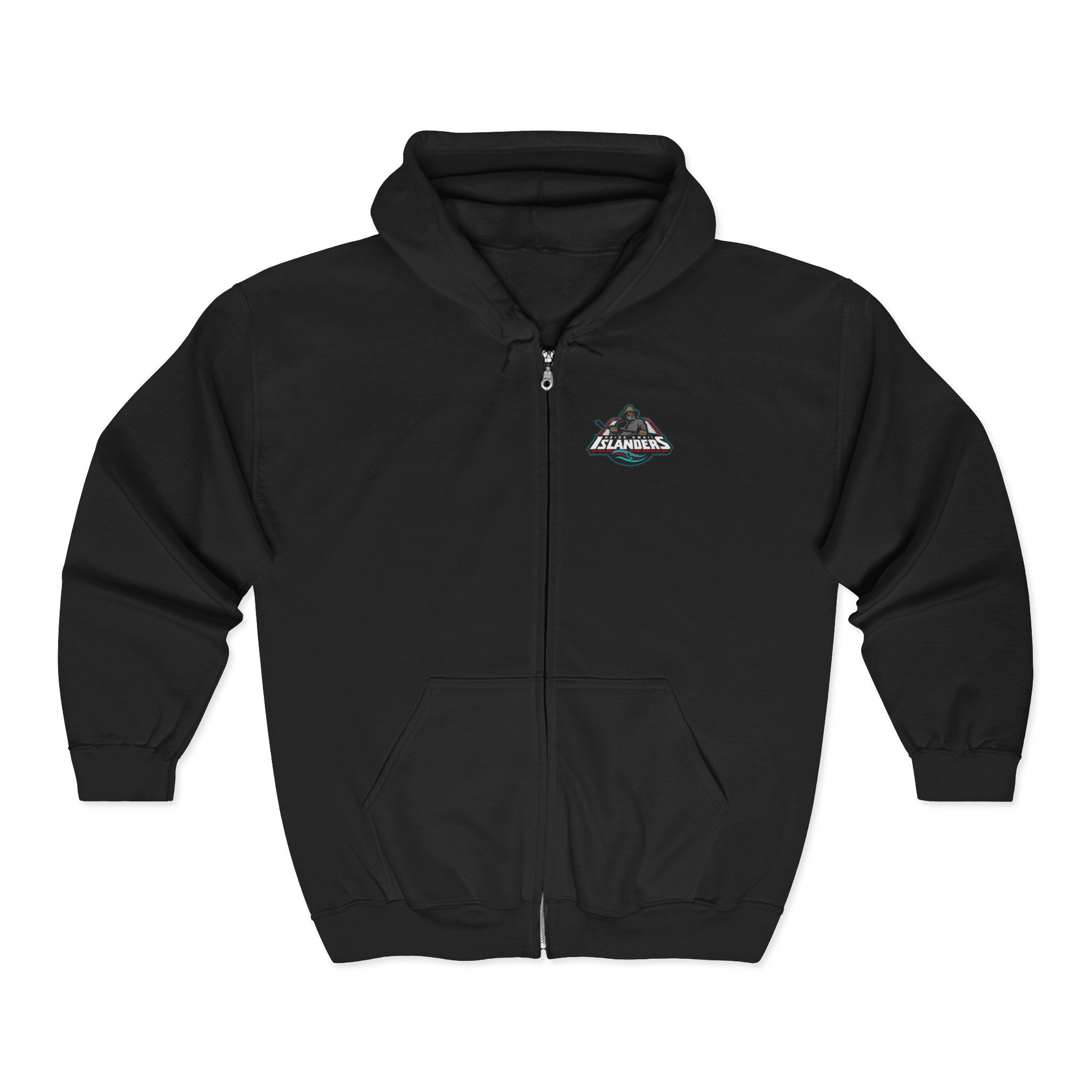 Basic Zip Hoodie - Haida Gwaii Islanders Rollerhockey Cartoon Graphic