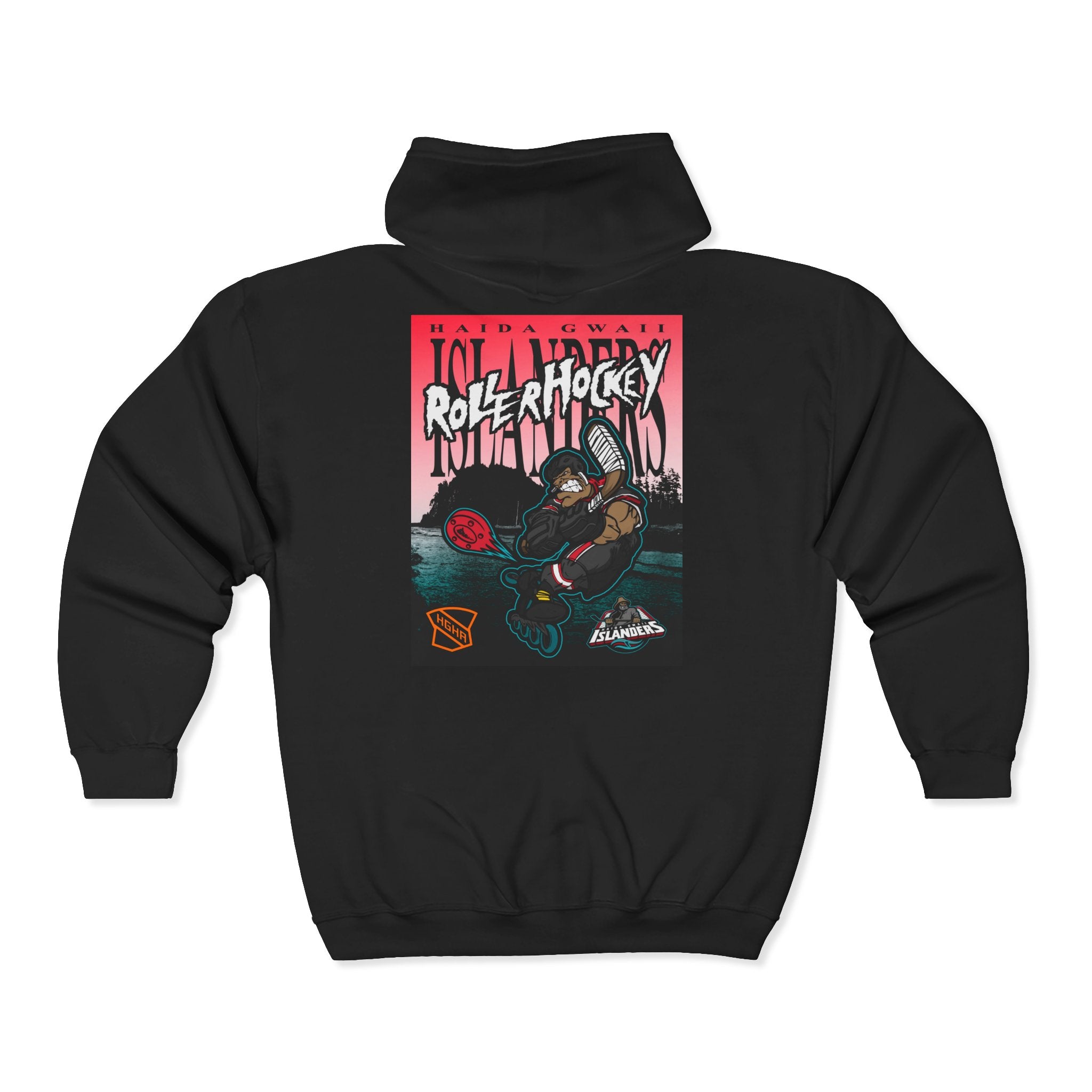 Basic Zip Hoodie - Haida Gwaii Islanders Rollerhockey Cartoon Graphic