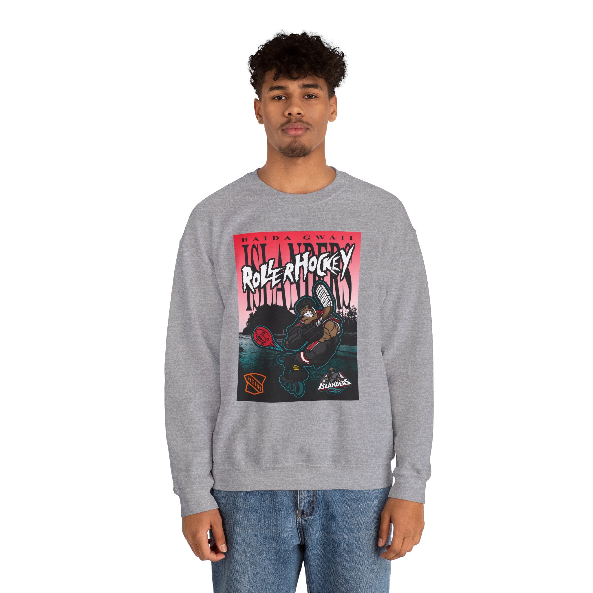 Crewneck Sweatshirt - Haida Gwaii Islanders Rollerhockey Cartoon Graphic