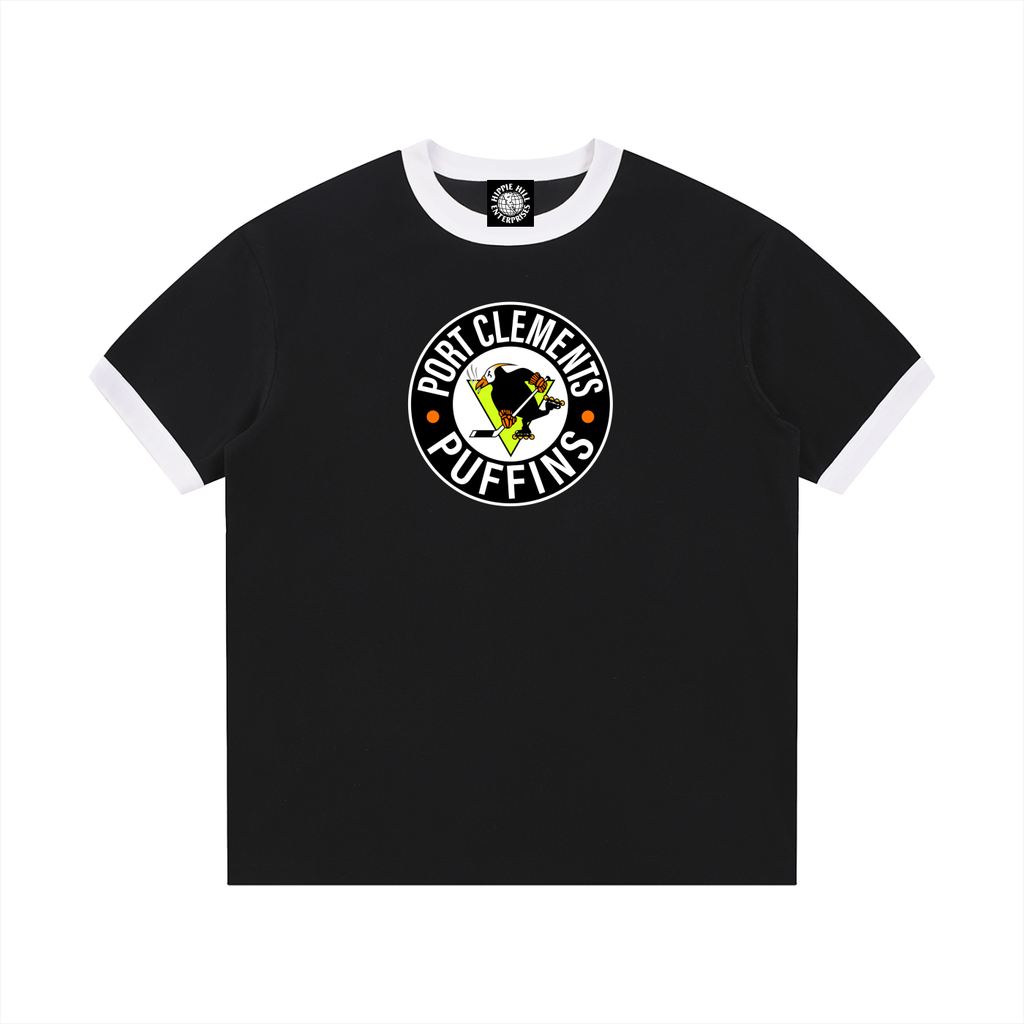 Premium Ringer Tee - Port Clements Puffins Roundel