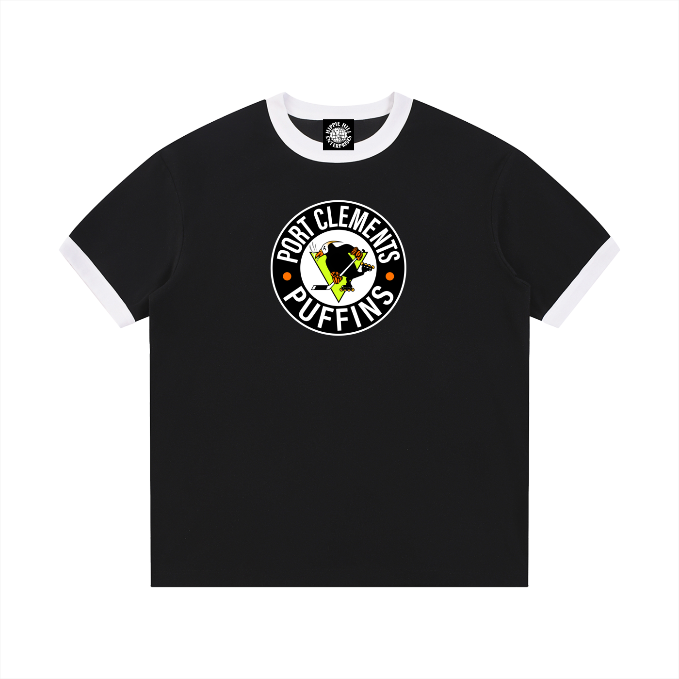 Premium Ringer Tee - Port Clements Puffins Roundel