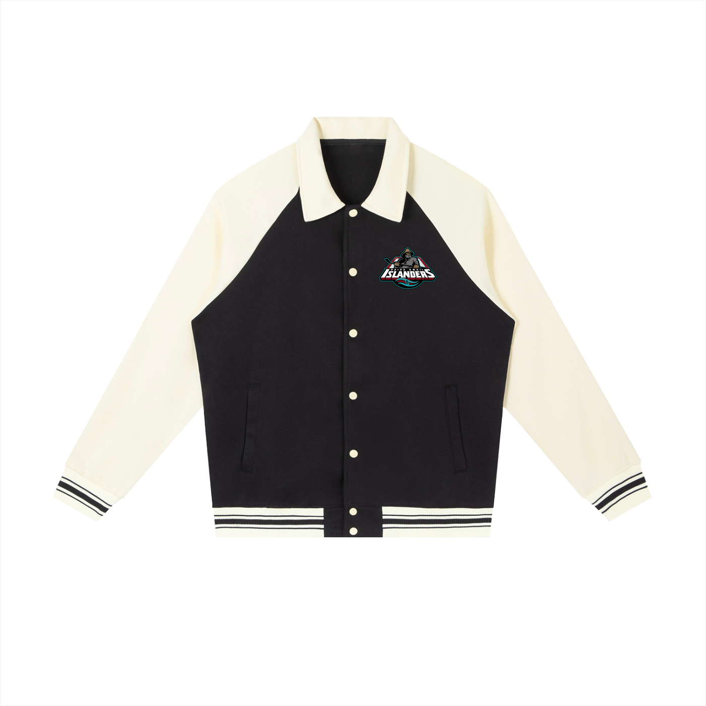 Fleece Letterman Jacket - Haida Gwaii Islanders Fisherman Logo