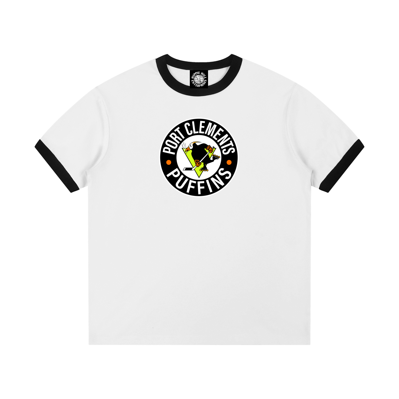Premium Ringer Tee - Port Clements Puffins Roundel