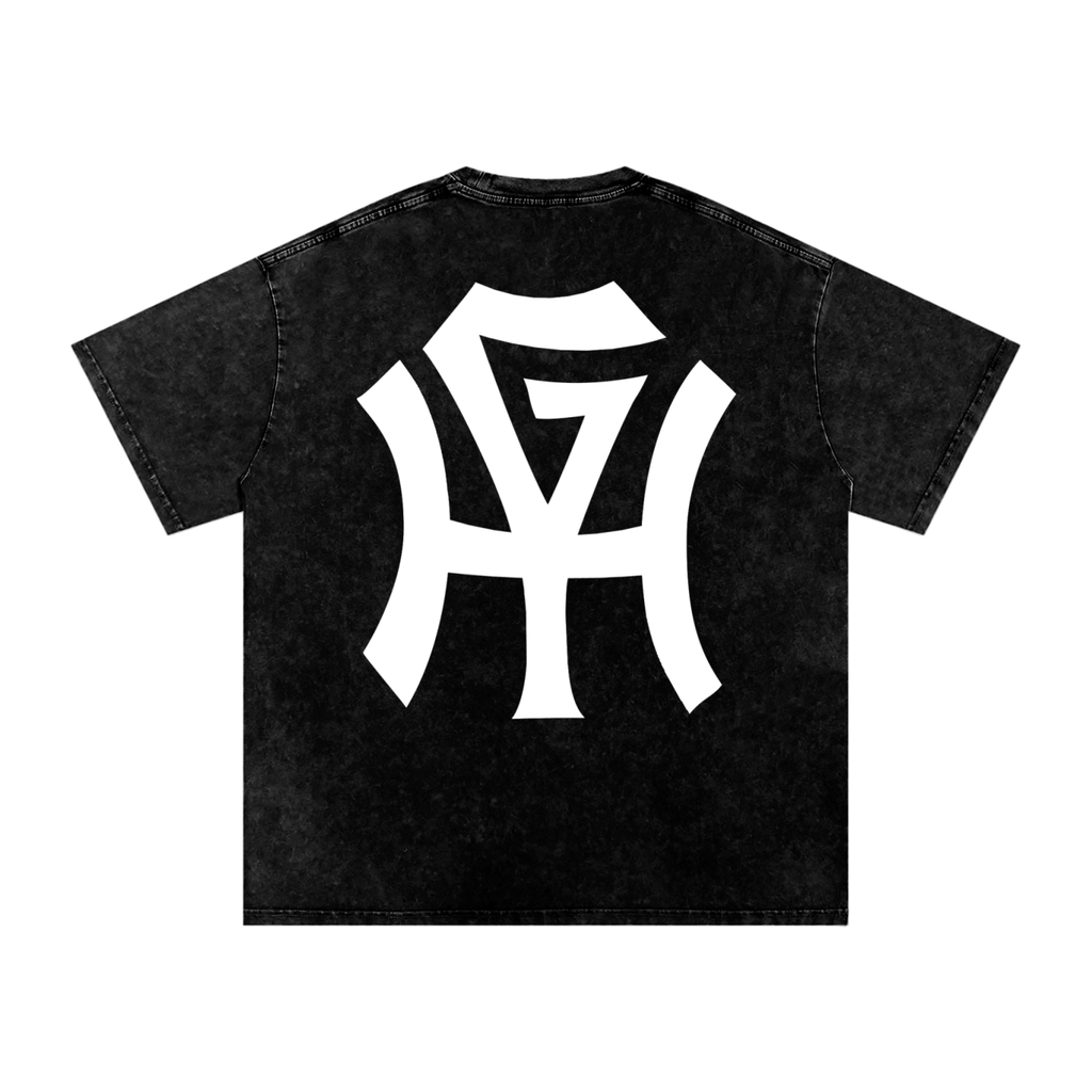 Premium Snow-Wash T-Shirt - HG Monogram (White Print)